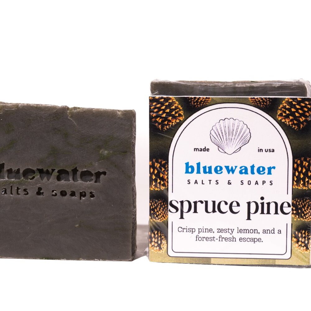 SPRUCE PINE - Bluewater Body Hair & Beard Natural Soap (1 Body Bar)